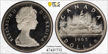 1965 S$1 Type 1 Sm Beads, Pt 5 Ag PL67DCAM