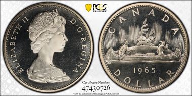 1965 S$1 Type 2 Sm Beads, Bl 5 Ag PL67CAM