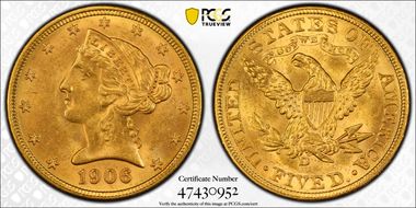 1906-D $5 MS63