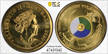 2020-C $2 75th Ann End of WWII Colorized MS67