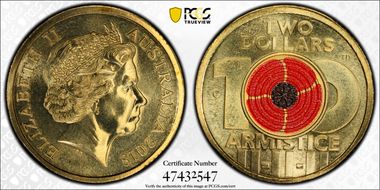 2018-C $2 Armistice Centenary Colorized MS69