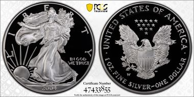 2004-W $1 Silver Eagle PR70DCAM
