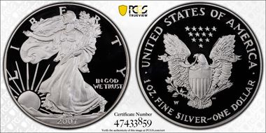 2007-W $1 Silver Eagle PR70DCAM