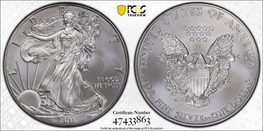 2011-W $1 Burnished Silver Eagle SP70