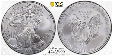 2020-W $1 Burnished Silver Eagle SP69