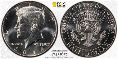 2014-D 50C 50th Anniversary Unc Set SP67
