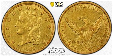 1836 $2.50 Script 8 XF45