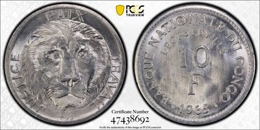 1965 10 Fr LeVan-65L1c Thin PAIX MS66