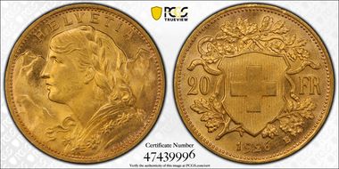 1926 B 20 Fr KM-35.1  Au MS66