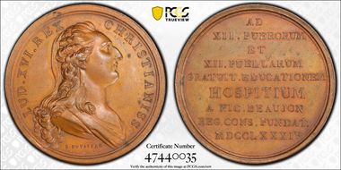 1784 Medal Beaujon Hospice Bronzed AE SP62