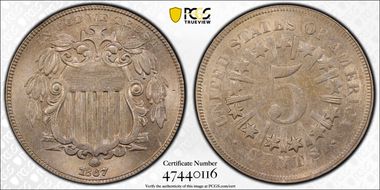 1867 Rays 5C FS-1401 Misaligned Die Clash MS62