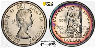 1958 S$1 British Columbia MS62