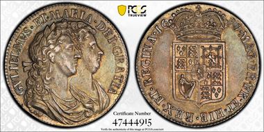 1689 1/2 Cr S-3435 Second Shield AU58