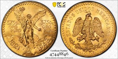 1943 (50 P) KM-482  Au MS65