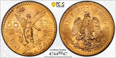 1947 50 Peso KM-481  Au MS66