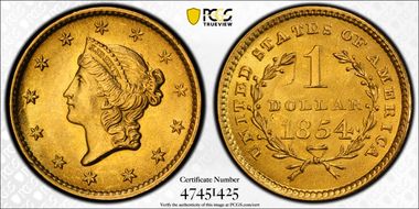 1854 G$1 Type 1 MS64+