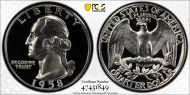 1958 25C PR67+ DCAM