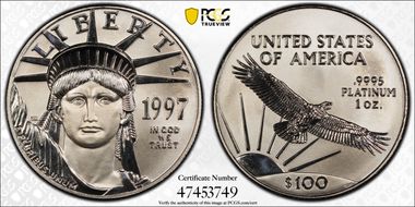 1997 $100 Statue of Liberty MS70