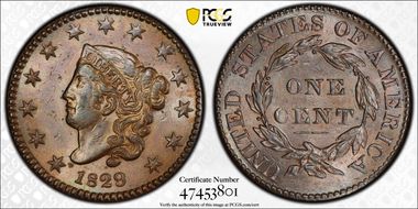 1829 1C Large Letters AU58BN