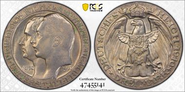 1910-A 3 Mk Berlin University J-107 MS63