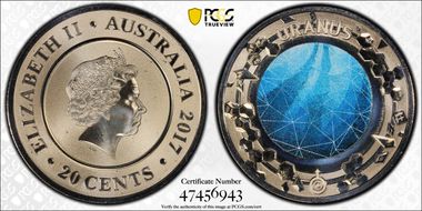 2017 20C Planetary Coins Uranus Colorized MS69