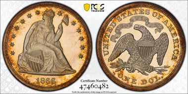 1866 $1 Motto PR65+ CAM