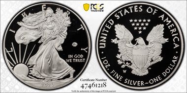2020-W  $1 Silver Eagle - v75 Privy PR68DCAM