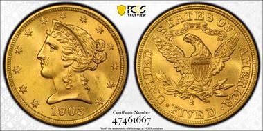 1903-S $5 MS64+ 