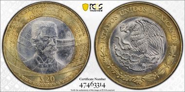 2013-Mo 20 Peso Belisario Dominguez AU58