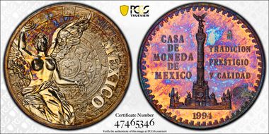 1994-Mo Medal Tradition, Prestige & Quality Mexico Mint Ag SP64