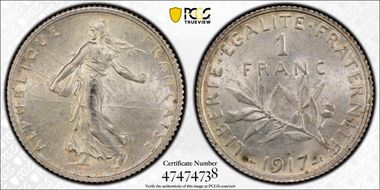 1917 1 Fr Gad-467 F-217 MS62