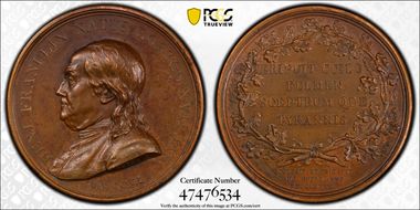 1786 AE Medal Betts-620, Franklin Natus Boston MS61BN