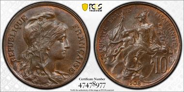 1908 10C Gad-277 F-136 MS64BN