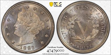 1883 5C No CENTS MS64