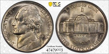 1945-D 5C RPM FS-501 MS62FS