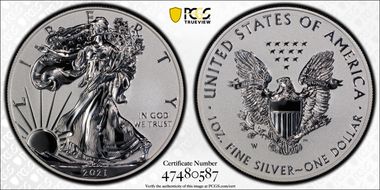 2021-W $1 Silver Eagle Rev PR - Type 1 Designer Edition PR69