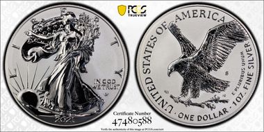 2021-S $1 Silver Eagle Rev PR - Type 2 Designer Edition PR69