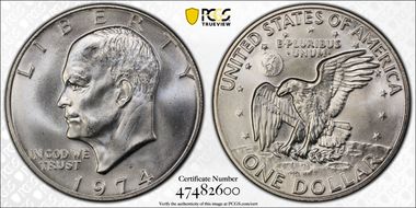1974-S $1 Silver MS64
