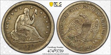 1838 25C Seated, No Drapery VF30