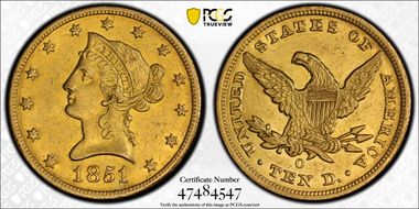 1851-O $10 AU55