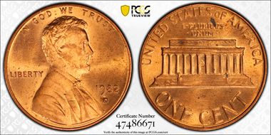 1982-D 1C Bronze MS64RD