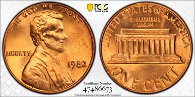 1982 1C Bronze Large Date MS65RD