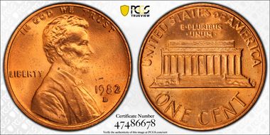 1982-D 1C Zinc Large Date MS66RD
