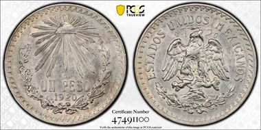 1920/10-M Peso KM-455 AU58