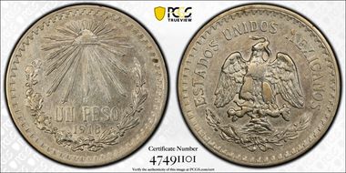 1918-M Peso KM-454 XF45