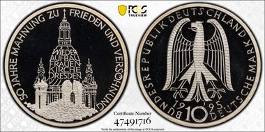 1995-J 10 Mk Peace PR69DCAM