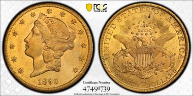 1890-CC $20 AU58