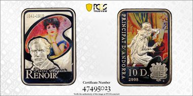 2008 10 Din Renoir Colorized PR68DCAM