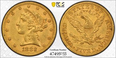 1882 $5 AU55