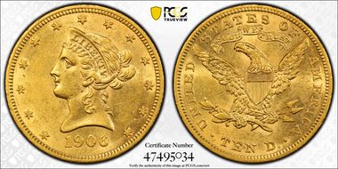 1906 $10 AU58